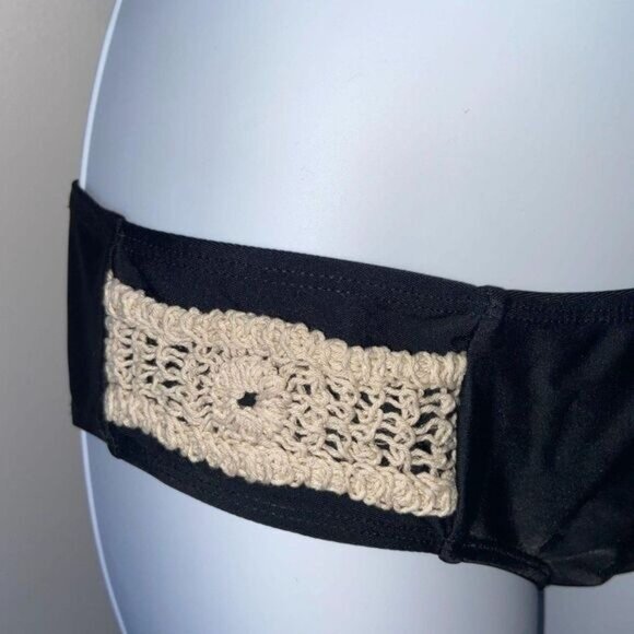 Black Crochet Racerback Tie Knot Front Bikini Set‎ Women Swimsuit Small - Picture 4 of 4